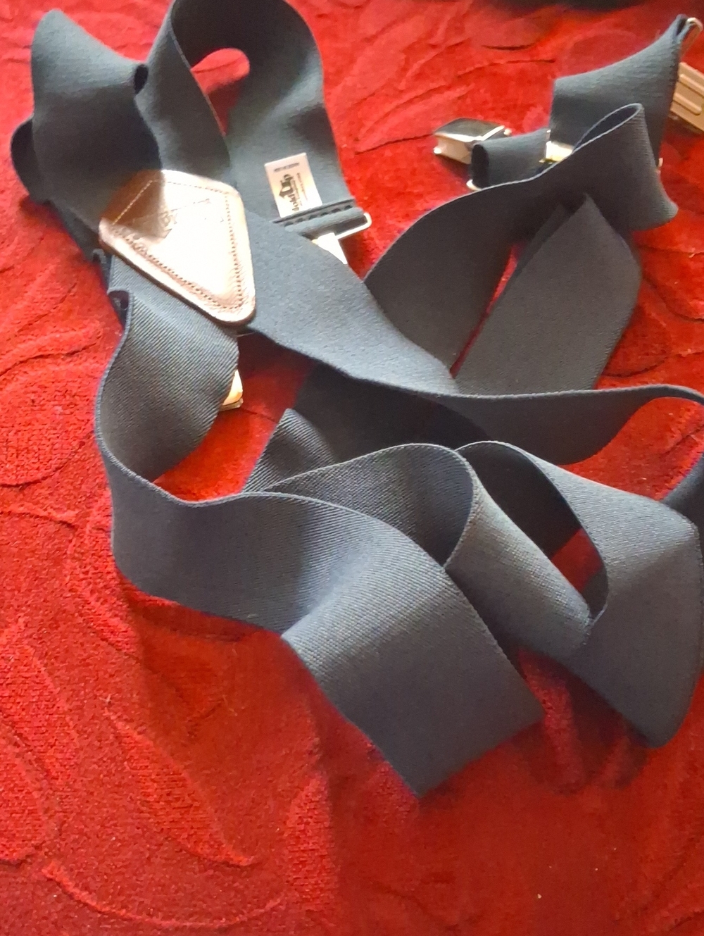 Black Women's Elastic Suspenders with Leather Accent